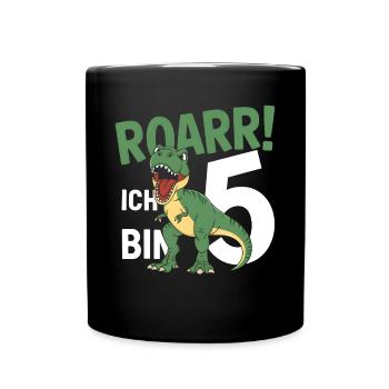5th Birthday 5 Years Dino Dinosaur Fan - Full Colour Mug - black - Front