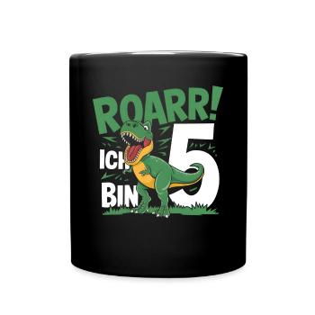5th Birthday 5 Years Dino Dinosaur Fan - Full Colour Mug - black - Front
