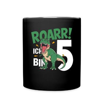 5th Birthday 5 Years Dino Dinosaur Fan - Full Colour Mug - black - Front