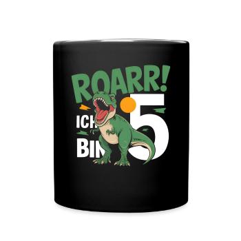 5th Birthday 5 Years Dino Dinosaur Fan - Full Colour Mug - black - Front