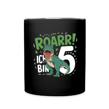 5. Geburtstag 5 Jahre Dino Dinosaurier Fan - Tasse einfarbig - Schwarz - Vorne