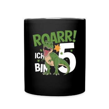5th Birthday 5 Years Dino Dinosaur Fan - Full Colour Mug - black - Front