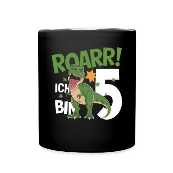 5th Birthday 5 Years Dino Dinosaur Fan - Full Colour Mug - black - Front