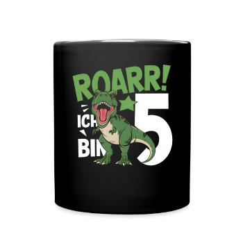 5th Birthday 5 Years Dino Dinosaur Fan - Full Colour Mug - black - Front