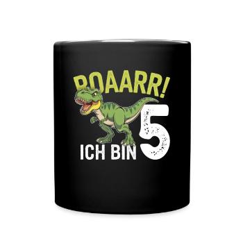 5th Birthday 5 Years Dino Dinosaur Fan - Full Colour Mug - black - Front