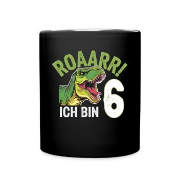 6ème anniversaire 6 ans Dino Dinosaur Fan - Mug uni - noir - Devant