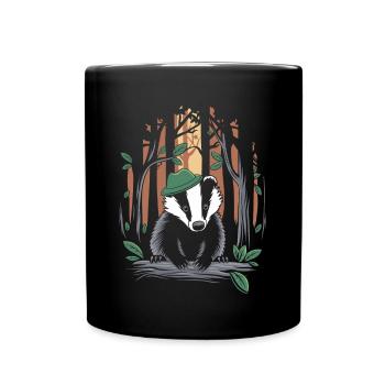 Cottagecore Dachs Im Mystischen Wald - Tasse einfarbig - Schwarz - Vorne