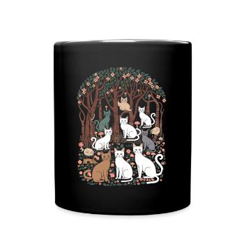 Cat paradise in the cottagecore forest idyll - Full Colour Mug - black - Front