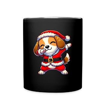 Weihnachten Beagle Weihnachtsmann Lustiger Beagle - Tasse einfarbig - Schwarz - Vorne