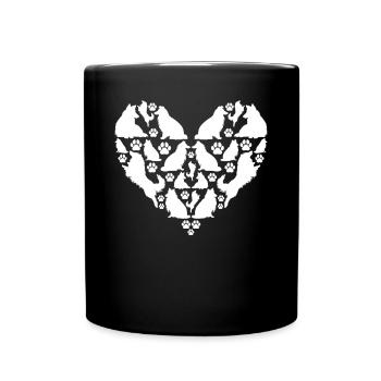 Rough Collie Heart Rough Collie Silhouettes - Full Colour Mug - black - Front