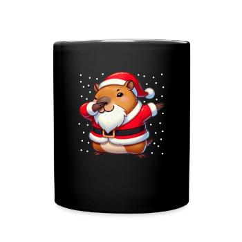 Weihnachten Capybara Santa Funny Capybara - Tasse einfarbig - Schwarz - Vorne