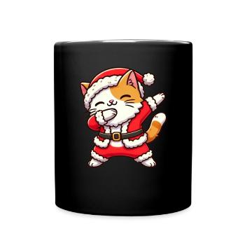 Chat de Noël Père Noël Drôle de chat - Mug uni - noir - Devant