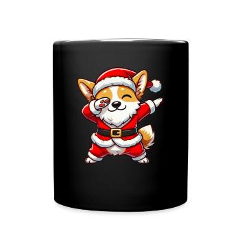 Christmas Corgi Santa Funny Welsh Corgi - Full Colour Mug - black - Front