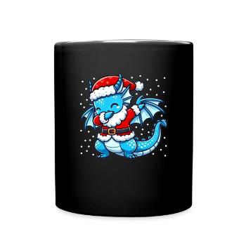 Christmas Dragon Santa Claus Funny Dragon - Full Colour Mug - black - Front