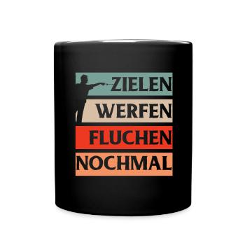 Dart Geschenk Dartboard Dartspieler Bullseye - Tasse einfarbig - Schwarz - Vorne