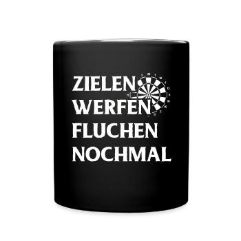 Dart Geschenk Dartboard Dartspieler Bullseye - Tasse einfarbig - Schwarz - Vorne
