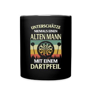 Dart Geschenk Dartboard Dartspieler Bullseye - Tasse einfarbig - Schwarz - Vorne