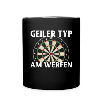 Dart Geschenk Dartboard Dartspieler Bullseye - Tasse einfarbig - Schwarz - Vorne