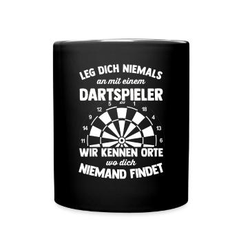 Dart Geschenk Dartboard Dartspieler Bullseye - Tasse einfarbig - Schwarz - Vorne
