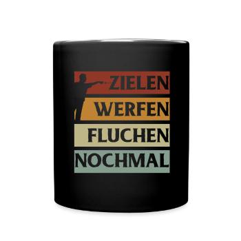 Dart Geschenk Dartboard Dartspieler Bullseye - Tasse einfarbig - Schwarz - Vorne