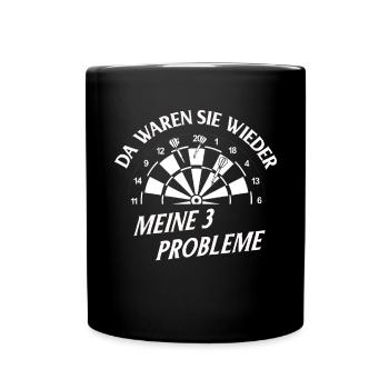 Dart Geschenk Dartboard Dartspieler Bullseye - Tasse einfarbig - Schwarz - Vorne