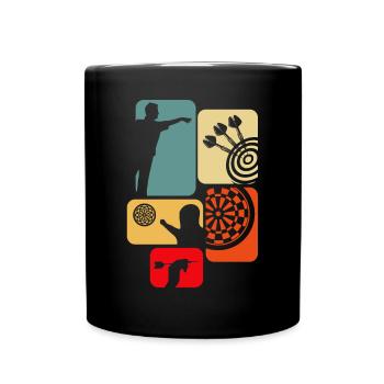 Dart Geschenk Dartboard Dartspieler Bullseye - Tasse einfarbig - Schwarz - Vorne