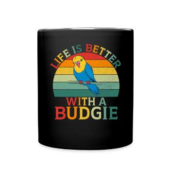 Budgie Gift - Full Colour Mug - black - Front