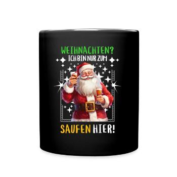 Weihnachtsmann Bier Saufen Alkohol Weihnachten - Tasse einfarbig - Schwarz - Vorne