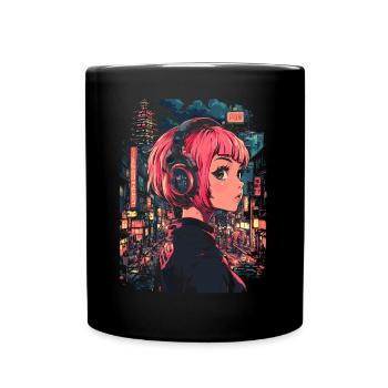 Anime Girl Japan - Full Colour Mug - black - Front
