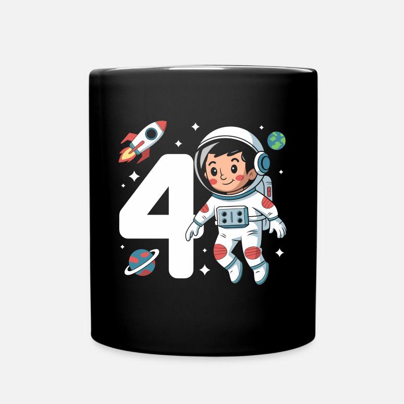 4th Birthday Astronaut Space Adventure for Boys - Full Colour Mug - black