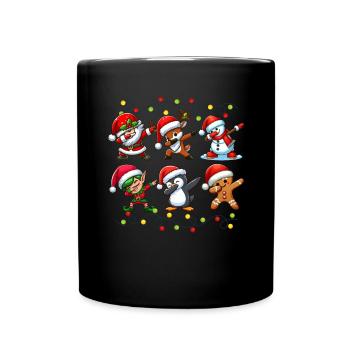 Dabbing Santa Elf Christmas Squad Boys Girls - Full Colour Mug - black - Front