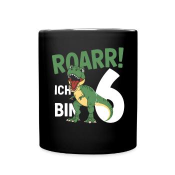 6ème anniversaire 6 ans Dino Dinosaur Fan - Mug uni - noir - Devant