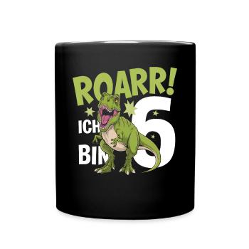 6th Birthday 6 Years Dino Dinosaur Fan - Full Colour Mug - black - Front