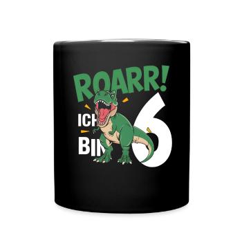 6ème anniversaire 6 ans Dino Dinosaur Fan - Mug uni - noir - Devant