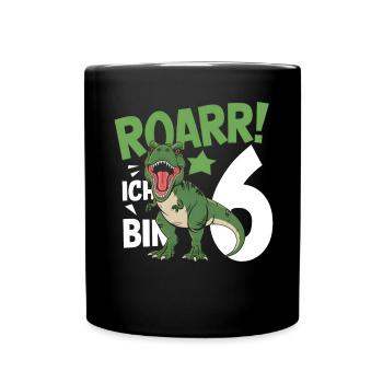 6th Birthday 6 Years Dino Dinosaur Fan - Full Colour Mug - black - Front