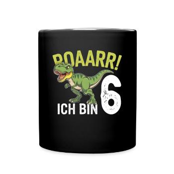 6ème anniversaire 6 ans Dino Dinosaur Fan - Mug uni - noir - Devant