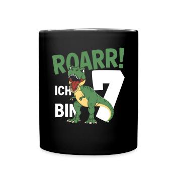 7th Birthday 7 Years Dino Dinosaur Fan - Full Colour Mug - black - Front