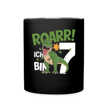 7th Birthday 7 Years Dino Dinosaur Fan - Full Colour Mug - black - Front
