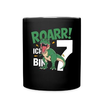 7th Birthday 7 Years Dino Dinosaur Fan - Full Colour Mug - black - Front