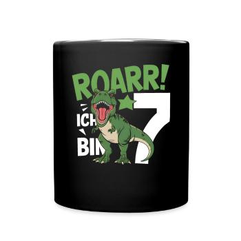 7th Birthday 7 Years Dino Dinosaur Fan - Full Colour Mug - black - Front