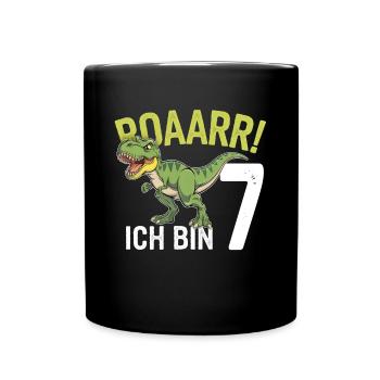 7th Birthday 7 Years Dino Dinosaur Fan - Full Colour Mug - black - Front
