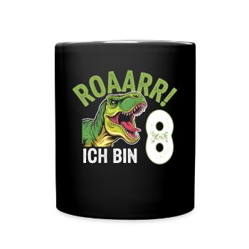 8th Birthday 8 Years Dino Dinosaur Fan - Full Colour Mug - black - Front