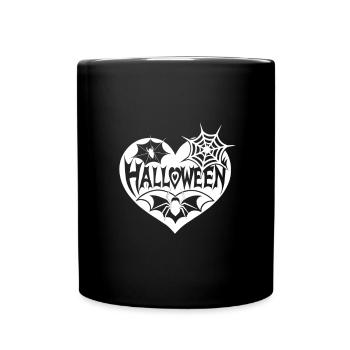 Halloween Heart Pumpkin Autumn - Full Colour Mug - black - Front