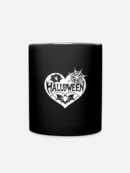 Halloween Herz Kürbis Herbst - Tasse einfarbig - Schwarz