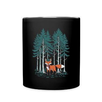 Fuchs Im Wald Cottagecore Stil - Tasse einfarbig - Schwarz - Vorne