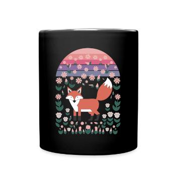 Cottagecore Renard dans le monde des fleurs - Mug uni - noir - Devant