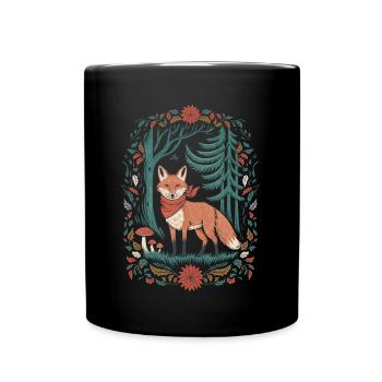 Fuchs Im Wald Cottagecore Ästhetik - Tasse einfarbig - Schwarz - Vorne
