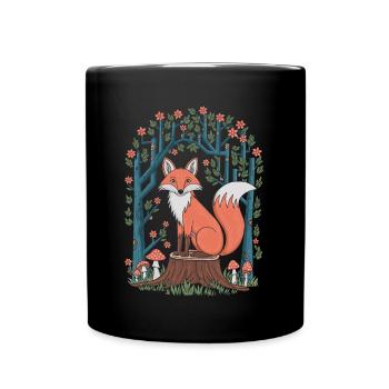 Cottagecore Fox in Fairytale Forest - Full Colour Mug - black - Front