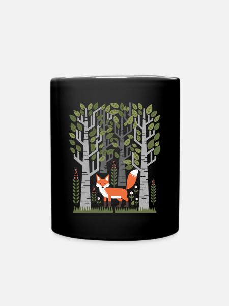 Cottagecore Wald Fuchs mit Blumen - Tasse einfarbig - Schwarz