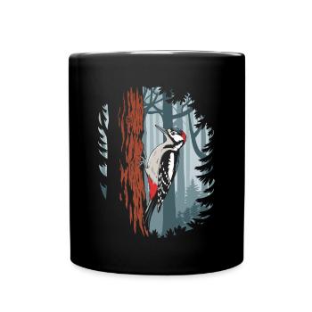 Specht Im Wald Naturbeobachtung - Tasse einfarbig - Schwarz - Vorne